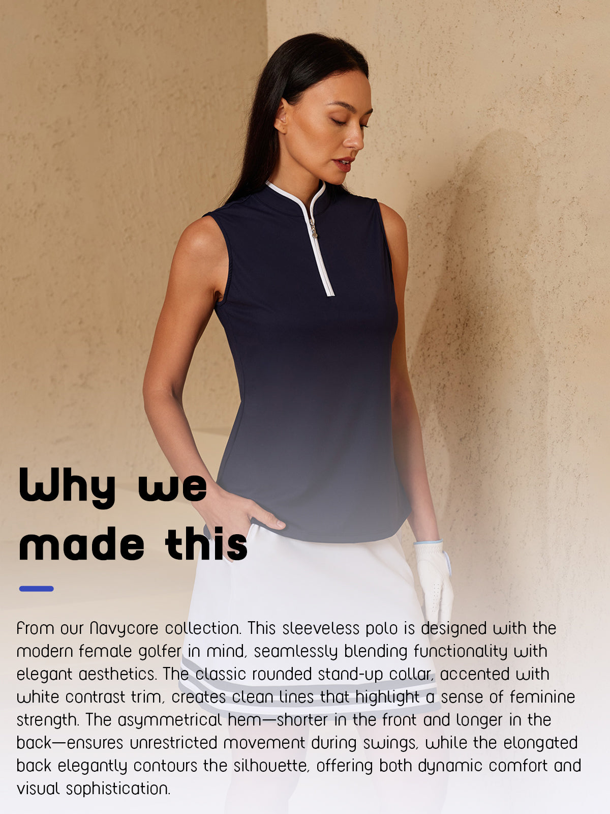 Navycore Sleeveless Trimmed Quarterzip UPF50+
