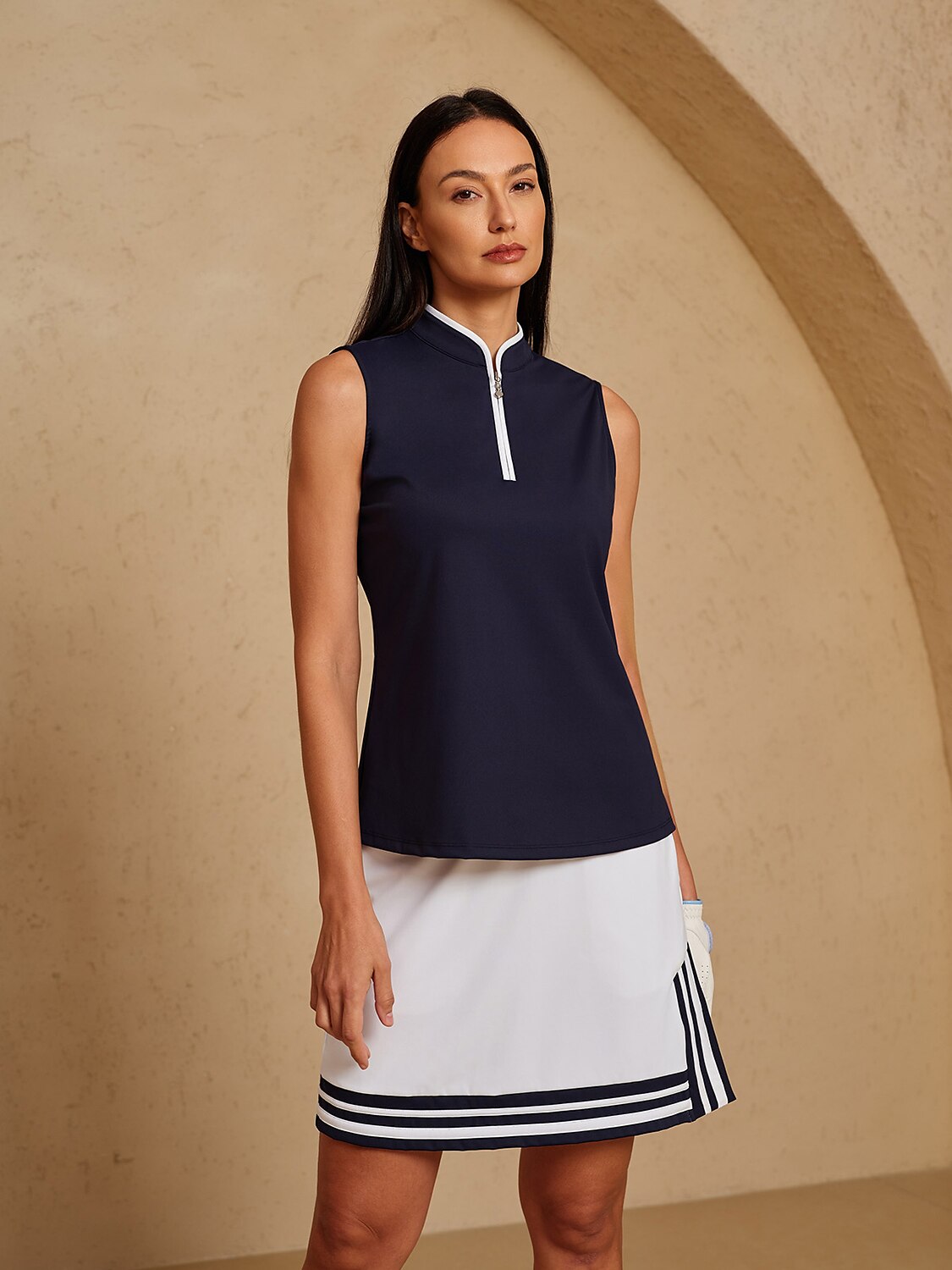 Navycore Sleeveless Trimmed Quarterzip UPF50+